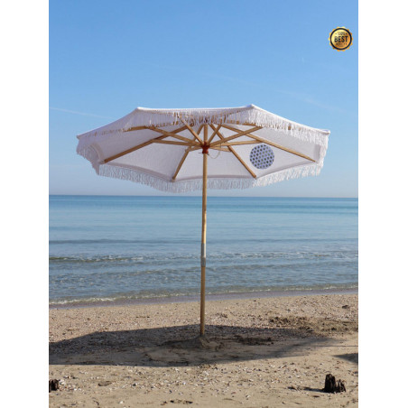 White folding macrame umbrella
