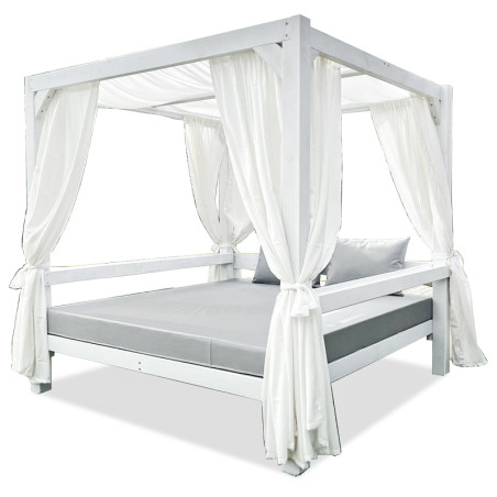 Letto balinese in legno Manacor con sottobicchieri